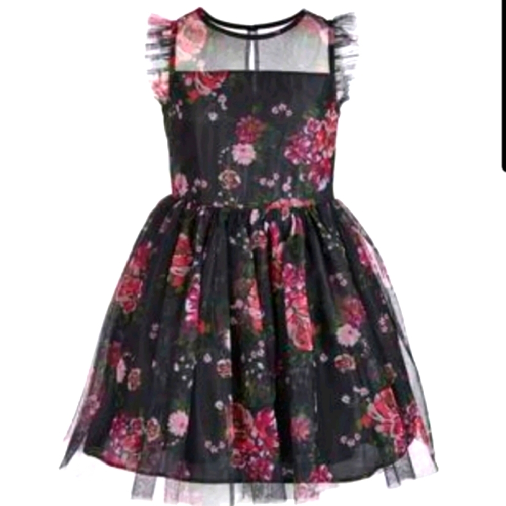 Zunie Kids' Floral Ruffle Tiered Dress